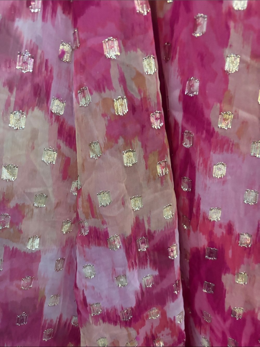 LOFT Pink Floral Tiered Maxi Dress with Gold Accents - Picture 2 of 5